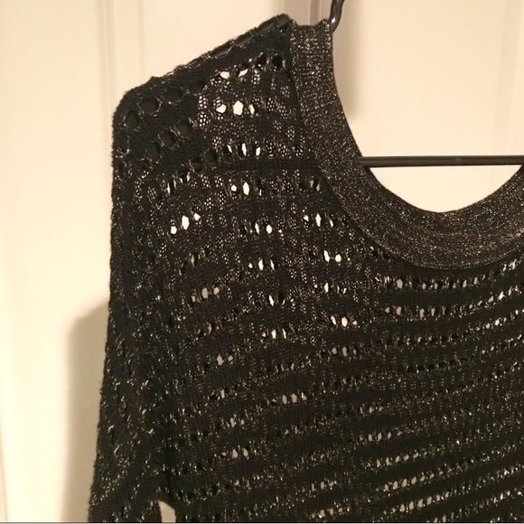 🆕Guess Metallic Crotched Knit Open Hole Sweater - Picture 2 of 8